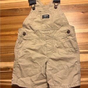 Osh Kosh B'Gosh Khaki Short Overalls Size 3T Blue Suspenders Adjustable Straps